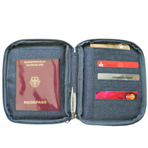 Polyester, Ordnung für Reisepass, Geld, Karten, Stift etc. Mit oder ohne RFID-Blocking-Funktion